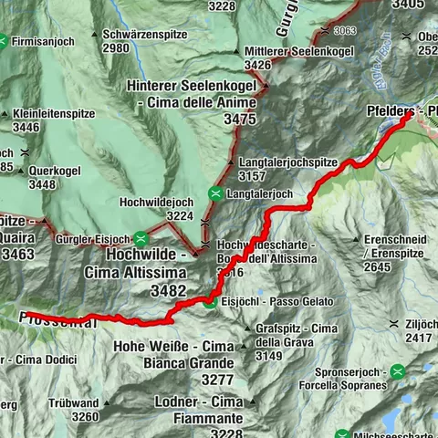 1. Etappe vom Eishof im Pfossental bis Pfelders im Passaier