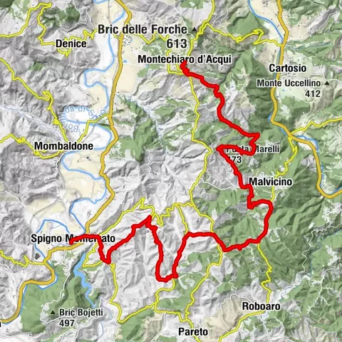 Route der ländlichen Kirchen und Schluchten im Bormida-Tal von Spigno und Erro - Etappe 4: Spigno Monferrato - Montechiaro d'Acqui