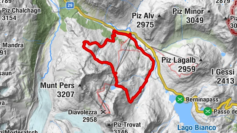 Diavolezza Talstation - Lej Pers - Val d'Arlas - Diavolezza Talstation