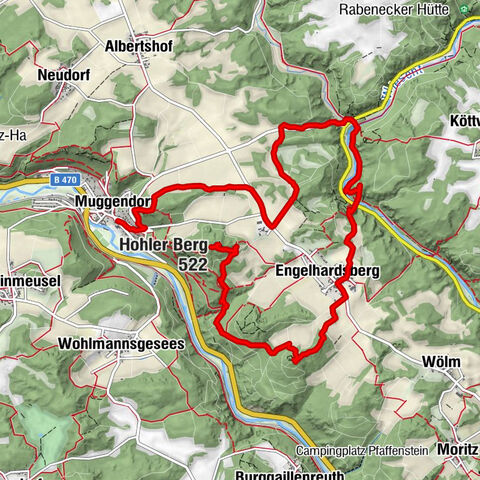 Muggenhof - Oswaldhöhle - Hohler Berg - Adlerstein - Riesenburg