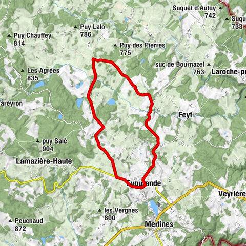 Freizeit-Fahrradroute Plateau d’Eygurande
