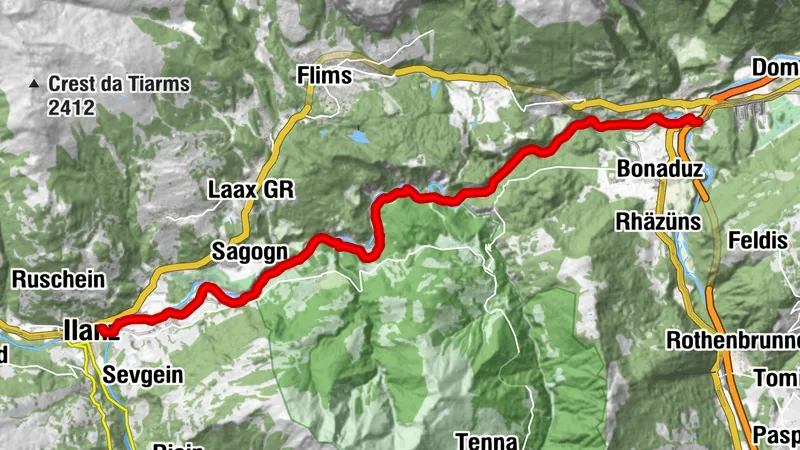 Rheinschlucht/Ruinaulta: Ilanz - Reichenau