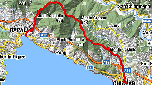 Strecke 08 Variante: Chiavari - Rapallo (über Montallegro)