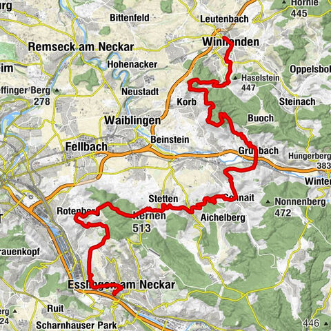 Württemberger Wein-Wanderweg - Etappe 1 - Esslingen nach Winnenden