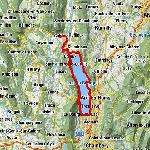 Radstrecke: Rundfahrt um den Lac du Bourget