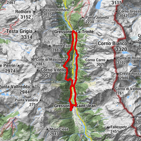 Monterosa Walser Waeg - Strecke 15 km