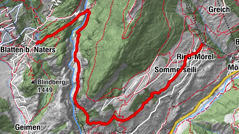 Massaweg von Blatten bei Naters nach Mörel