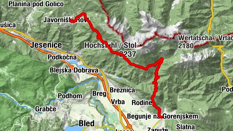 Karawankenweg - ETAPPE 5: Begunje na Gorenjskem - Dom Pristava Javorniški Rovt