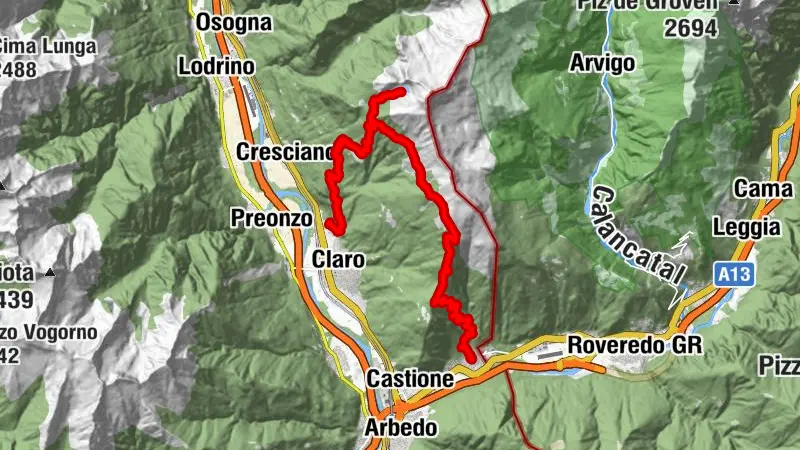 Die Region vom Pizzo di Claro und des Canee Sees