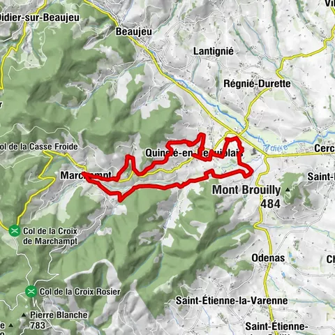VTT-Rundweg B8 von Quincié-en-Beaujolais nach Marchampt