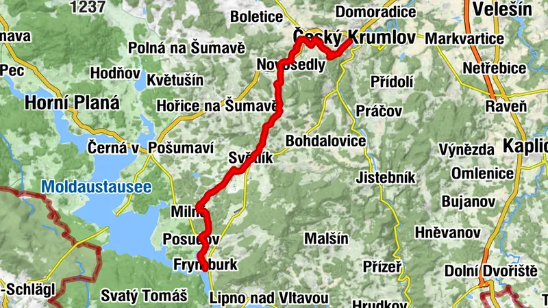 Jakobsweg Etappe 1 Krumau - Frymburk (CZ)