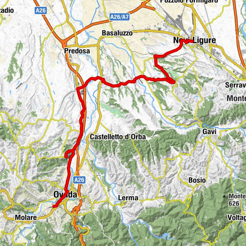 Reiseroute Castellania Oropa | Etappe 2 von Ovada nach Novi Ligure