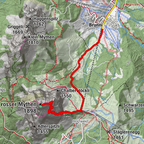 Holzegg - Grosser Mythen - Restaurant Grosser Mythen - Alpwirtschaft Brunnialp