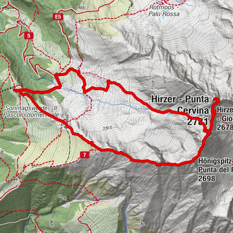 Schenna - Scena - Hirzer - Punta Cervina - Hönigspitz - Sarntal - Sarentino