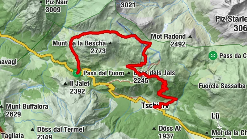 Süsom Givè - Chaschlot - Valbella - Tschierv Biotop la Stretta