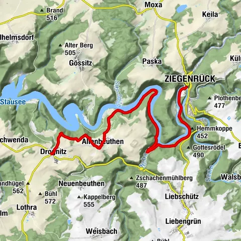 Hohenwarte Stausee Weg - Etappe 3 - Ziegenrück → Drognitz