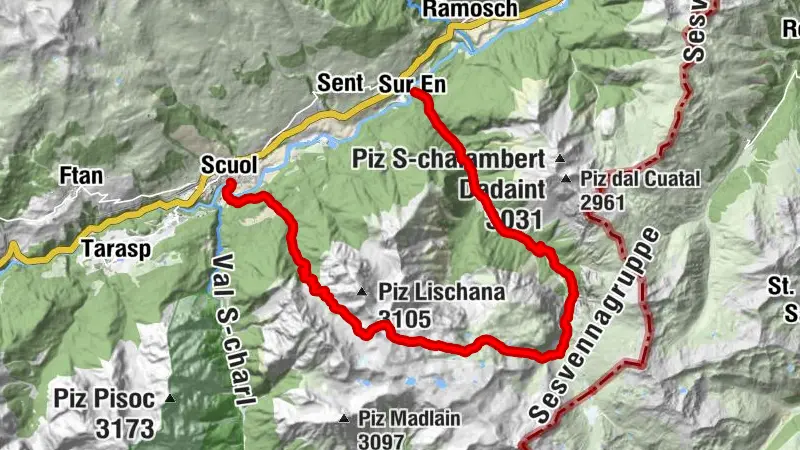 Scuol – Chamonna Lischana – Lais da Rims – Val d'Uina