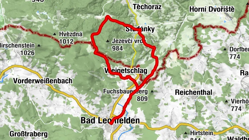 7 Grenzland Runde - Startpunkt Haltestelle Bad Leonfelden Hauptplatz Var.2