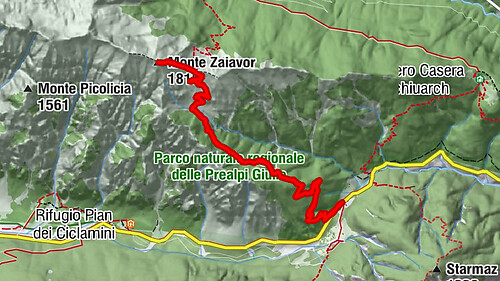 Monte Zaiavor  / Zajavor (1815 m) da sella Tanamea / Tam na Meji