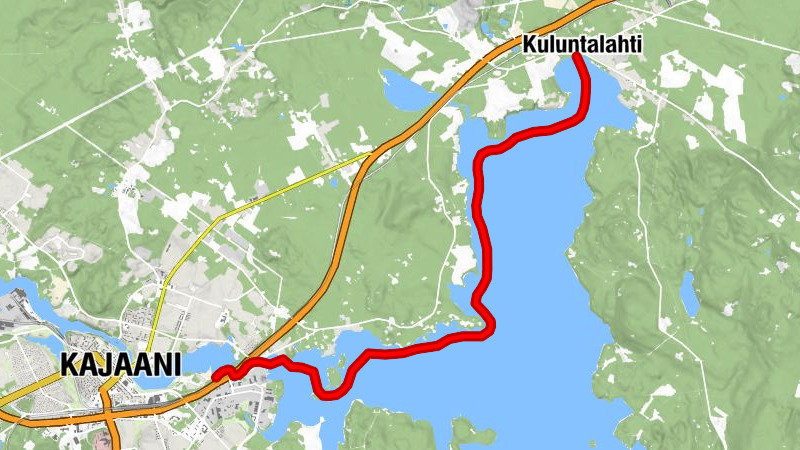 Kesäniemi - Kuluntalalahti Paddelroute 11 km, Kajaani