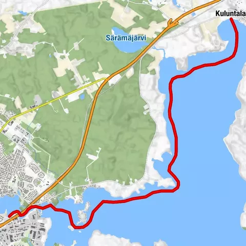 Kesäniemi - Kuluntalalahti Paddelroute 11 km, Kajaani