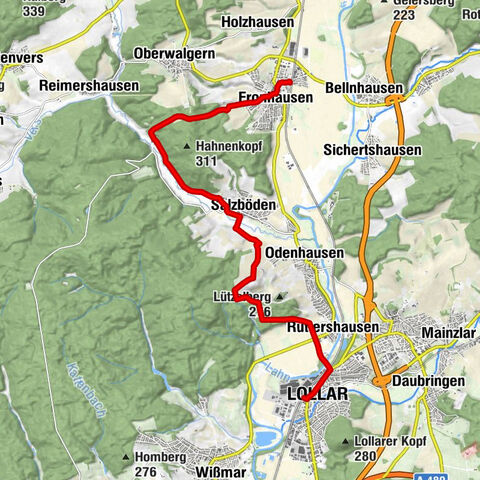 Lahnwanderweg 08. Etappe flussaufwärts Lollar - Fronhausen
