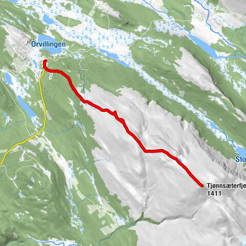 Bjørgebu - Sukkertoppen - Middagshaugen - Tjønnsæterfjellet