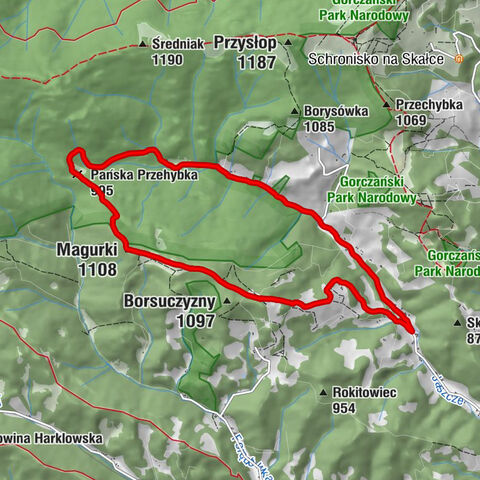 Ochotnica Górna - Zagroniówka - Magurki - Pańska Przehybka