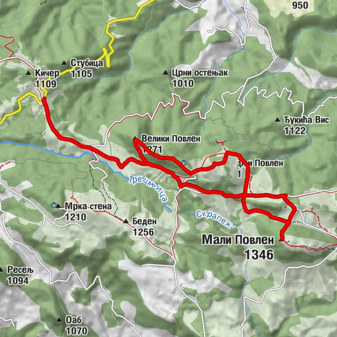 превој Дебело брдо - Велики Повлен - Средњи Повлен - Мали Повлен