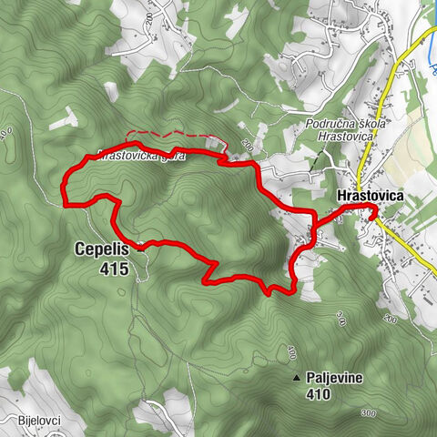 Hrastovica - Mesarićevo vrelo - Cepeliš - Planinarski dom Matija Filjak
