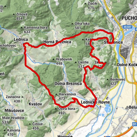 Lednické Rovne - Hladový vŕšok - Skala - Kostol sv. Michala