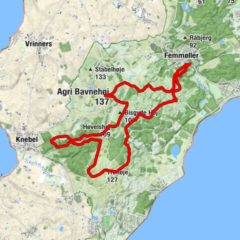 Femmøller - Agri Bavnehøj - Høvelshøj - Trehøje
