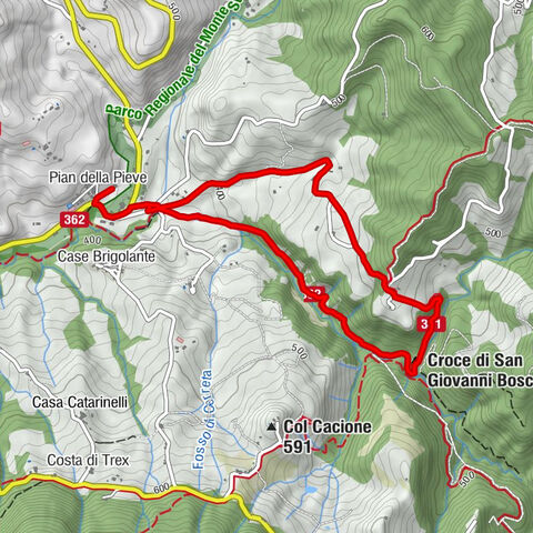Assisi - Pian della Pieve - Croce di San Giovanni Bosco - Cascata della Sposa