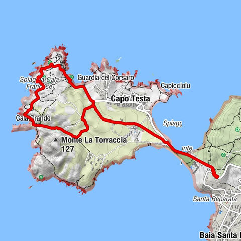 Lungòni/Santa Teresa Gallura - Monte La Torraccia - Cala Grande - Capo Testa