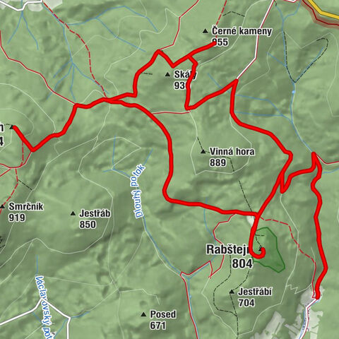 Bedřichov u Oskavy - Rabštejn - Kamenný vrch - Nový Malín