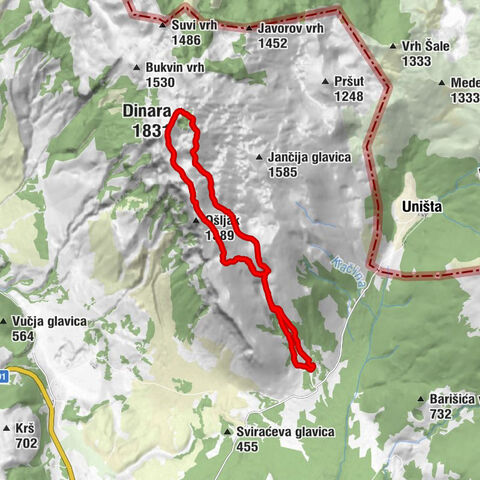 Glavaš - Crvena pećina - Planinarsko sklonište Drago Grubać - Dinara