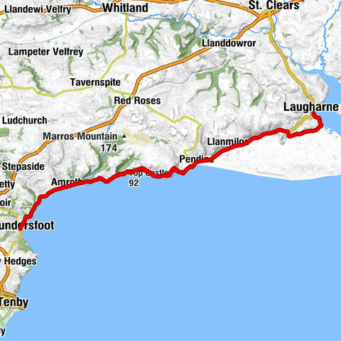 Saundersfoot - Top Castle - Marros Beacon - Laugharne