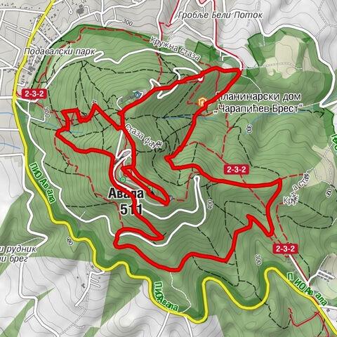 Бели Поток - Планинарски дом „Чарапићев Брест“ - Авала - Црква брвнара Светог Деспота Стефана Лазаревића