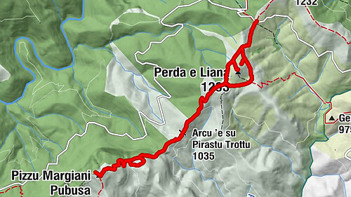 Pinningassu - Arcu 'e su Pirastu Trottu - Pizzu Margiani Pubusa - Perda e Liana