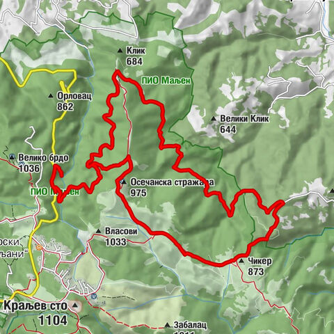 Крчмарска чесма - Скакало - Осечанска стражара - Чикер