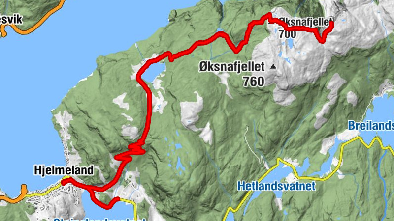 Hjelmeland - Øksnafjellet - Skomakarnibbå