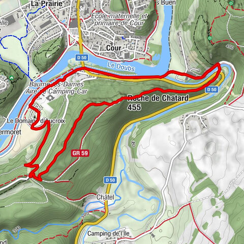Baume-les-Dames - Belvédère Croix de Châtard - Roche de Chatard - La Capitainerie
