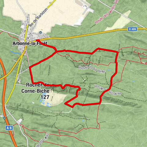 Arbonne-la-Forêt - Rocher de Corne-Biche - Carrefour de la Plaine Macherin