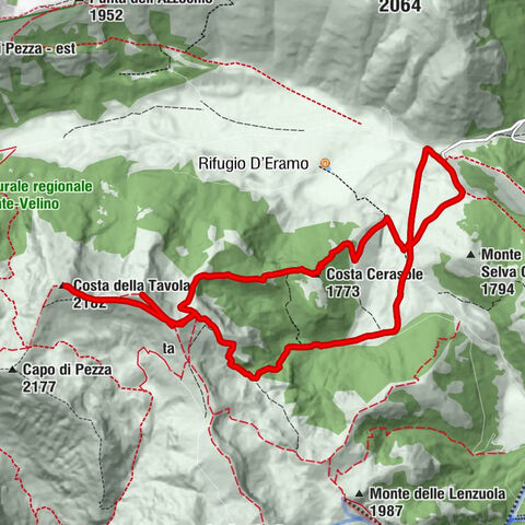 Vado di Pezza - Costa della Tavola - Cimata del Costone della Cerasa - Rifugio del Lupo