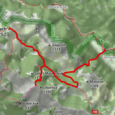 Kukljić - Malovan - Vaganski vrh - Brundo