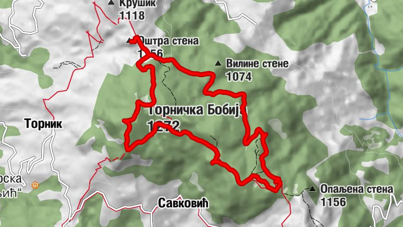 Планинарски дом Бобија - Оштра стена - Торничка Бобија - Црни врх