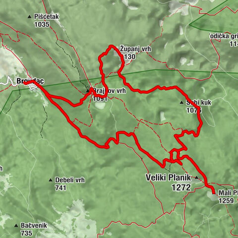 Brgudac - Veliki Planik - Mali Planik - Županj vrh