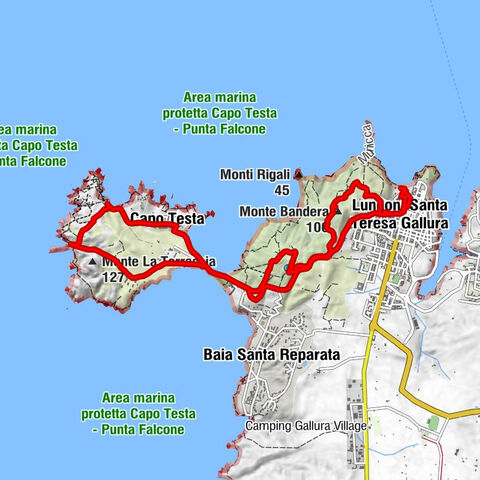 Lungoni/Santa Teresa Gallura - Monte Bandera - Capo Testa - Monte La Torraccia