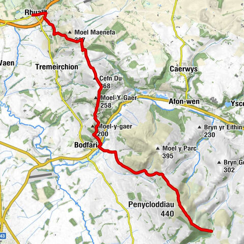 Rhuallt - Cefn Du - Penycloddiau - Ysceifiog