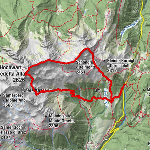 Laurein - Lauregno - Großer Kornigl - Cornicolo - Schöngrub - Belmonte - Hochwart - Vedetta Alta